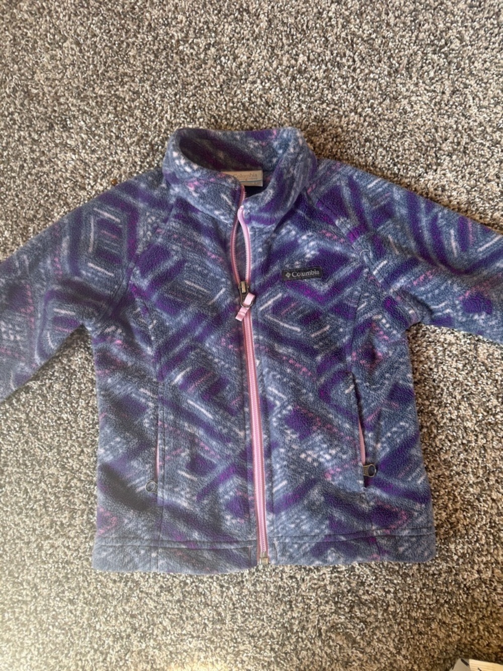 Columbia Purple and Pink Geometric Fleece Jacket Toddler Girl 3T